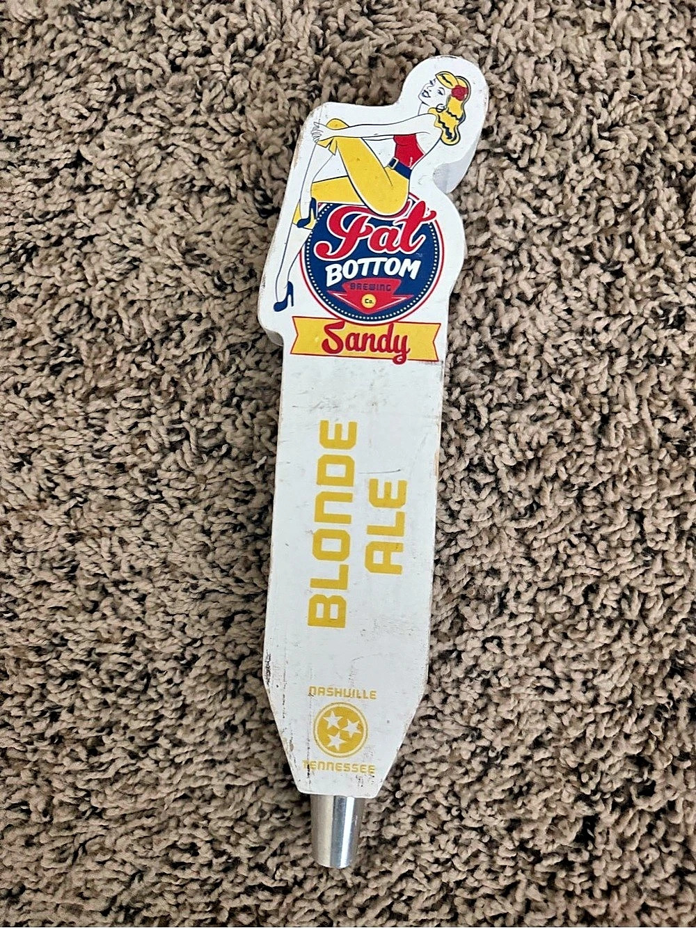 Pabst Blue Ribbon Sandy Bottom Blonde Ale tap handle Beer Tap Handle White
